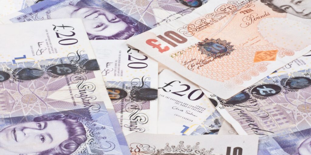 Various British pound notes