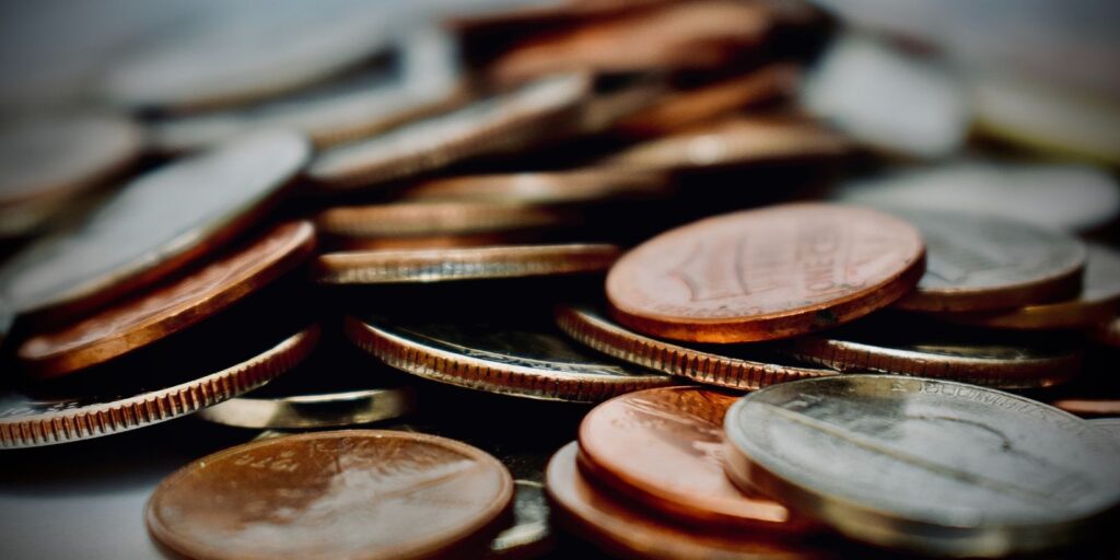 A pile of low value coins