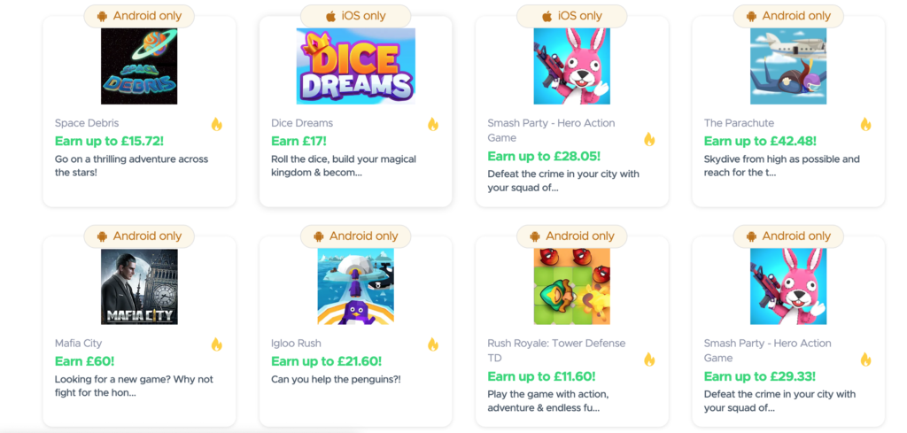Rewards from Qmee games