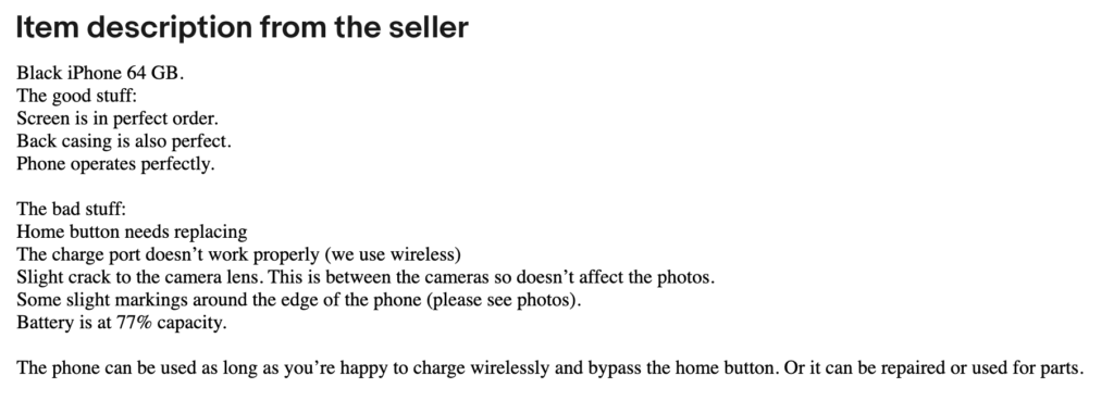 Description of iPhone