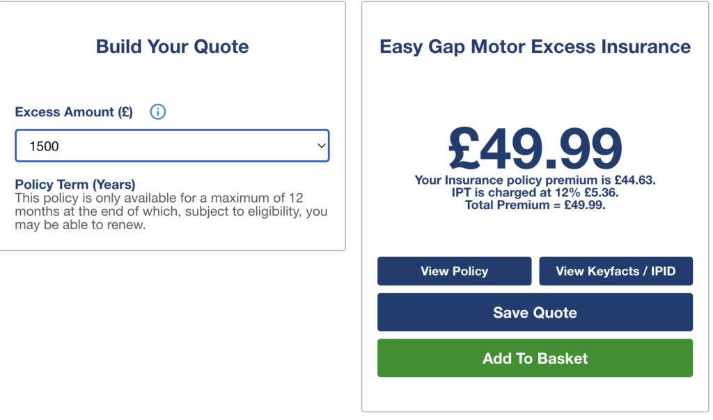 My quote from EasyGAP
