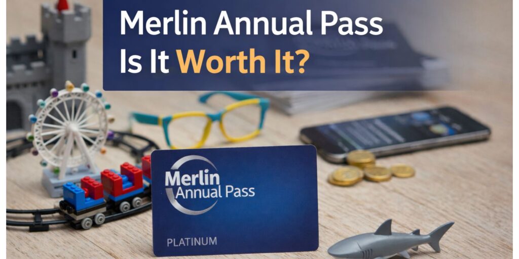 A Merlin Pass card and lego on a desk