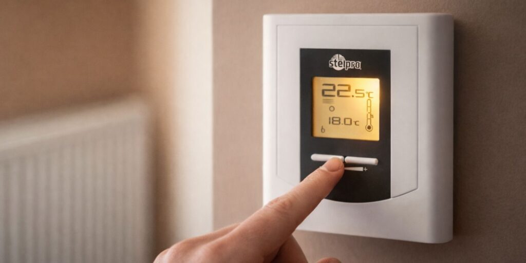 A finger adjusting heating controls
