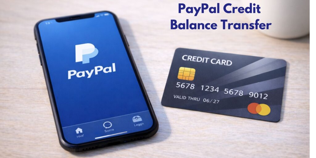 PayPal app and a credit card on a table